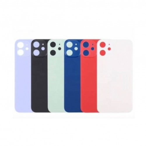 No Logo Back Glass For iPhone 12 6.1" Black (Big Cam Lens Hole)