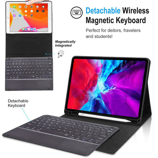 Detachable Bluetooth Keyboard Case With Pencil Holder, Backlight & Touch Pad For iPad Pro 12.9 3rd / 4th / 5th / 6th Black