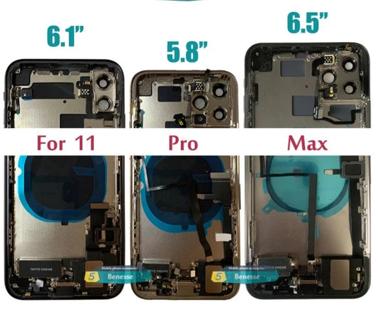 No Logo Back Housing For iPhone 11 Pro Max Black With Small Parts