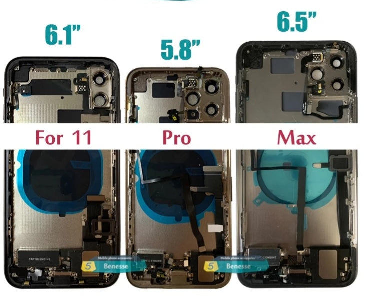 No Logo Back Housing For iPhone 11 Pro Max Silver With Small Parts
