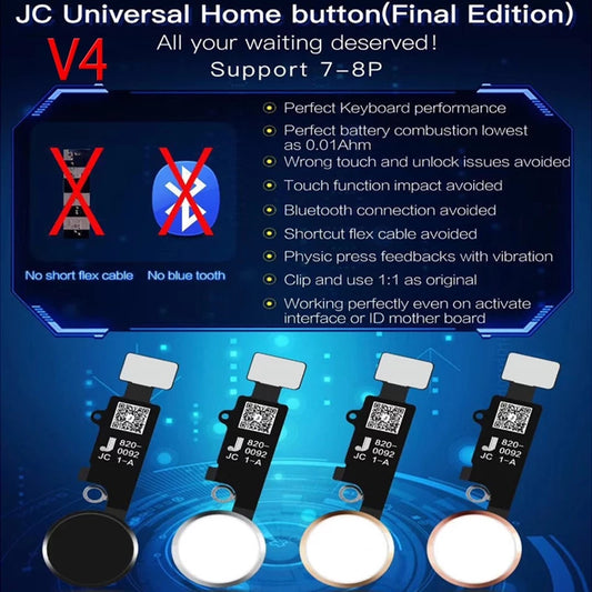 JC V4 Home button Flex For iPhone 7 / 7P / 8 / 8P / SE 2 / SE 3 Black