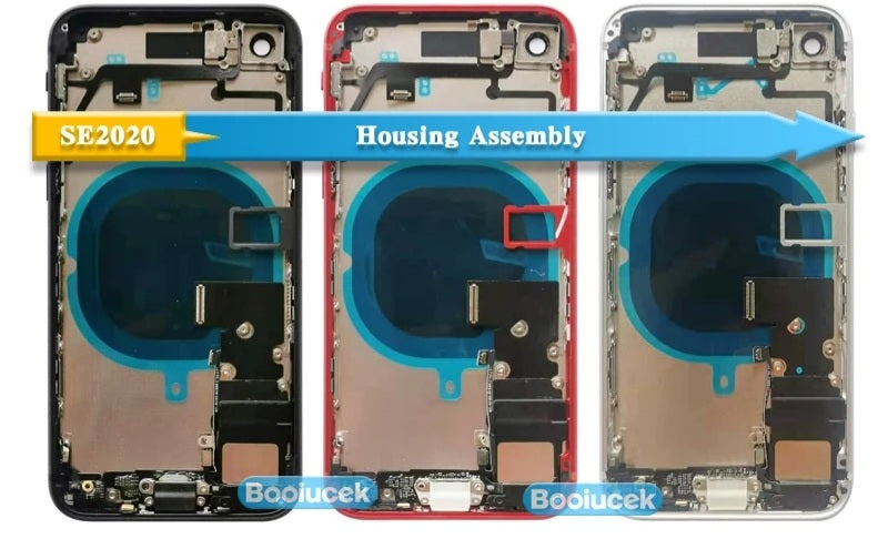 No Logo Back Housing For iPhone SE 2020 4.7" Black With Small Parts