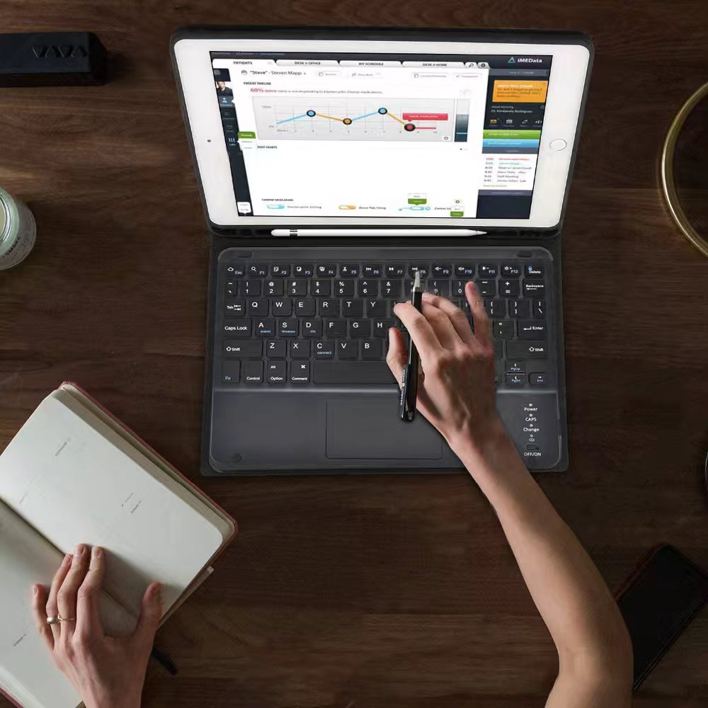 Detachable Bluetooth Keyboard Case With Pencil Holder, Backlight & Touch Pad For iPad Pro 11 1st / 2nd / 3rd / 4th / 2024 Black