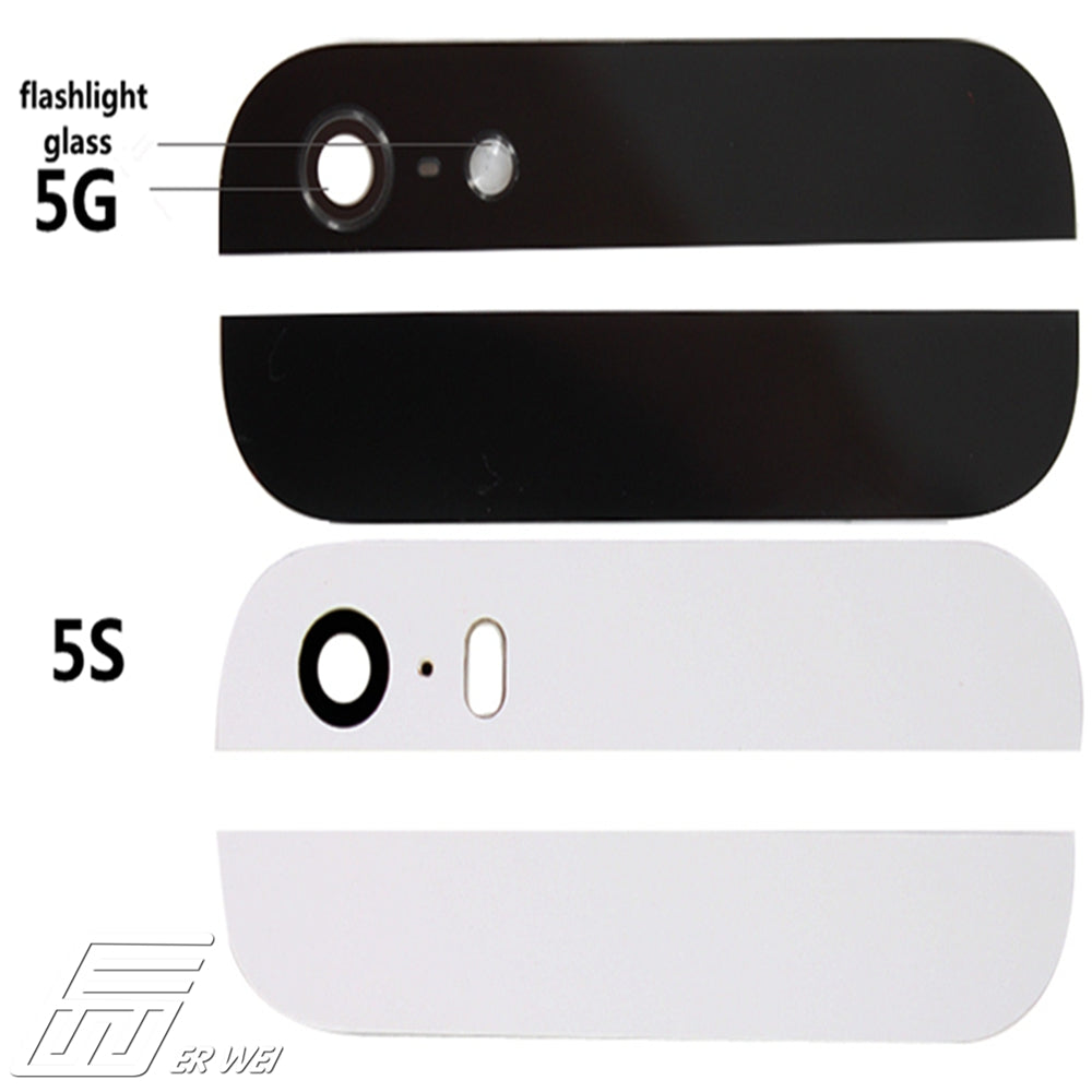 Replacement Top & Bottom Glass With Camrera Flash For iPhone 5 White