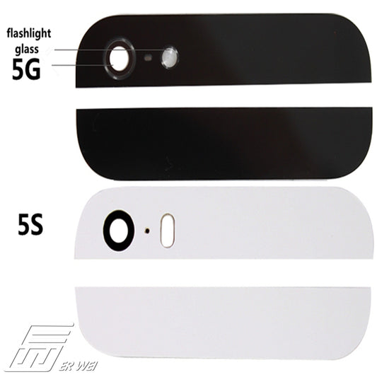 Replacement Top & Bottom Glass With Camrera Flash For iPhone 5 White