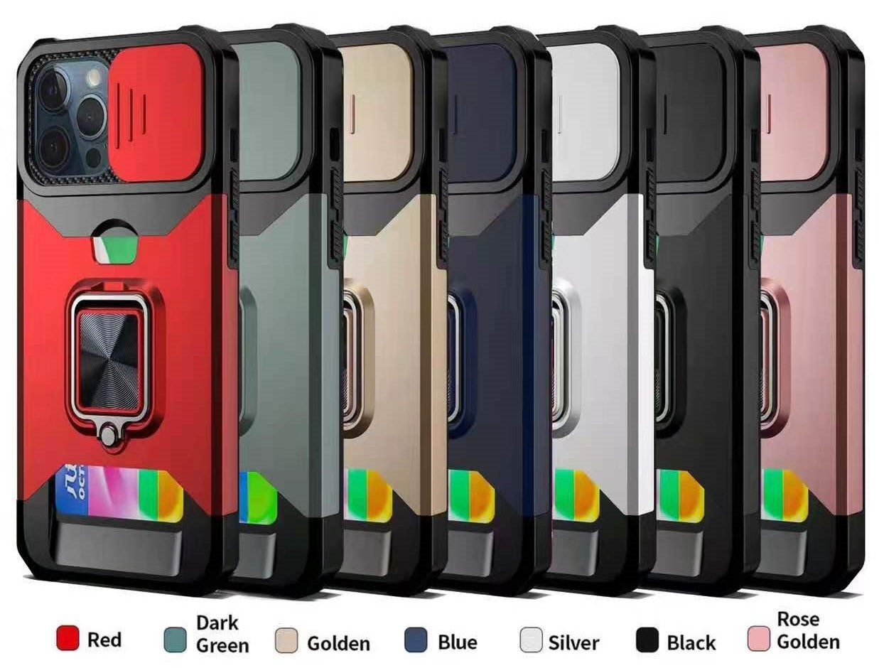 Back Kickstand Camshield Card Case For Iphone 7 8 Se (2nd Gen) Blue