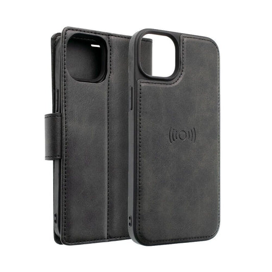 Hanman 2 in 1 magnetic detachable leather Wallet Case iPhone 16E Black