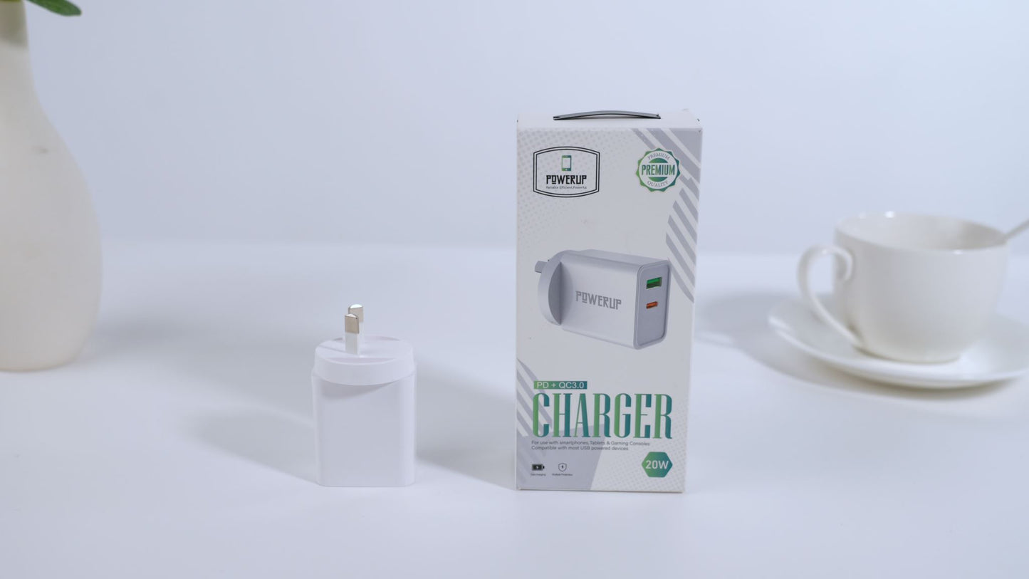 Power UP 20W + 18W USB + C Wall Adapter Charger