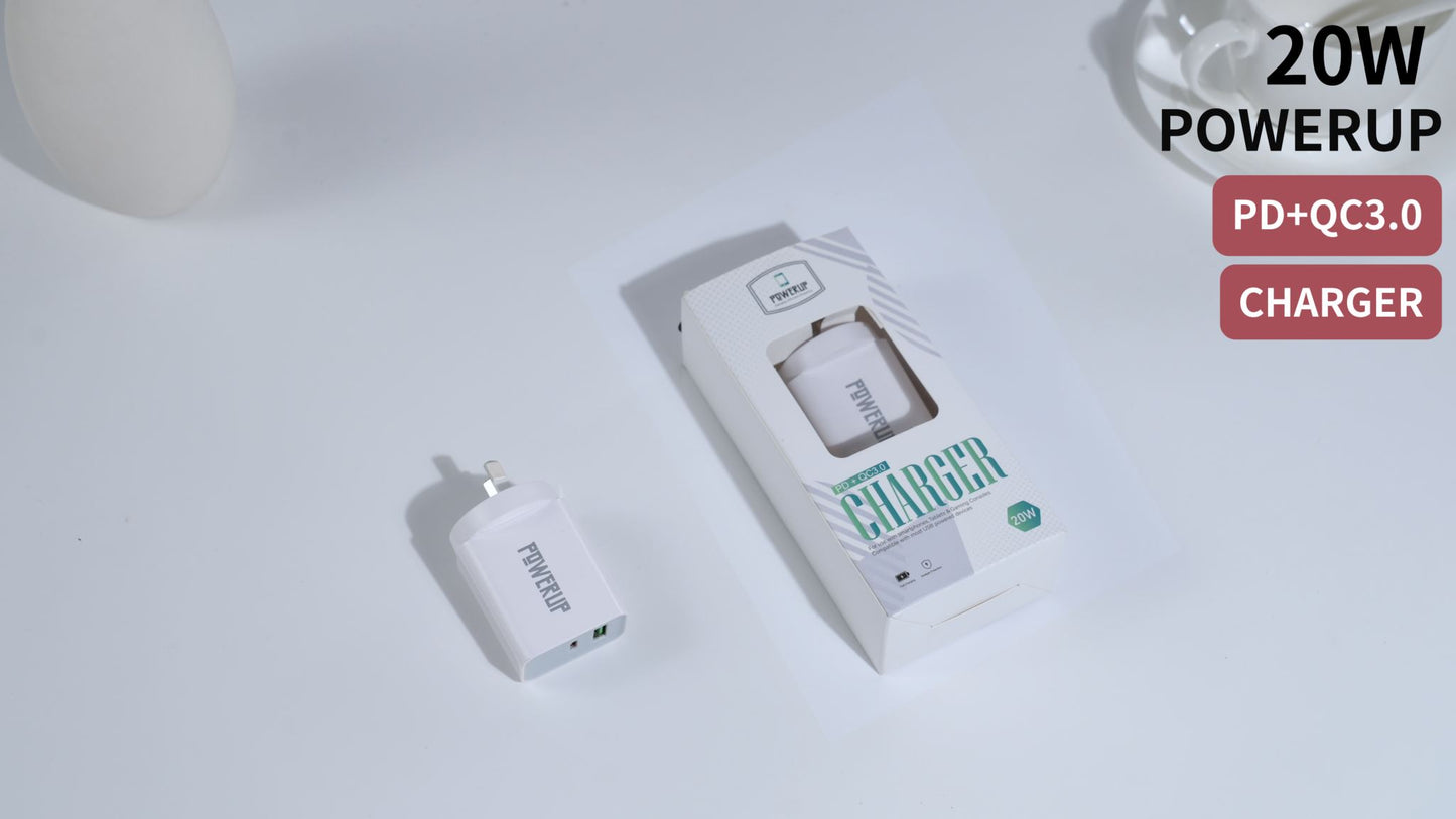 Power UP 20W + 18W USB + C Wall Adapter Charger