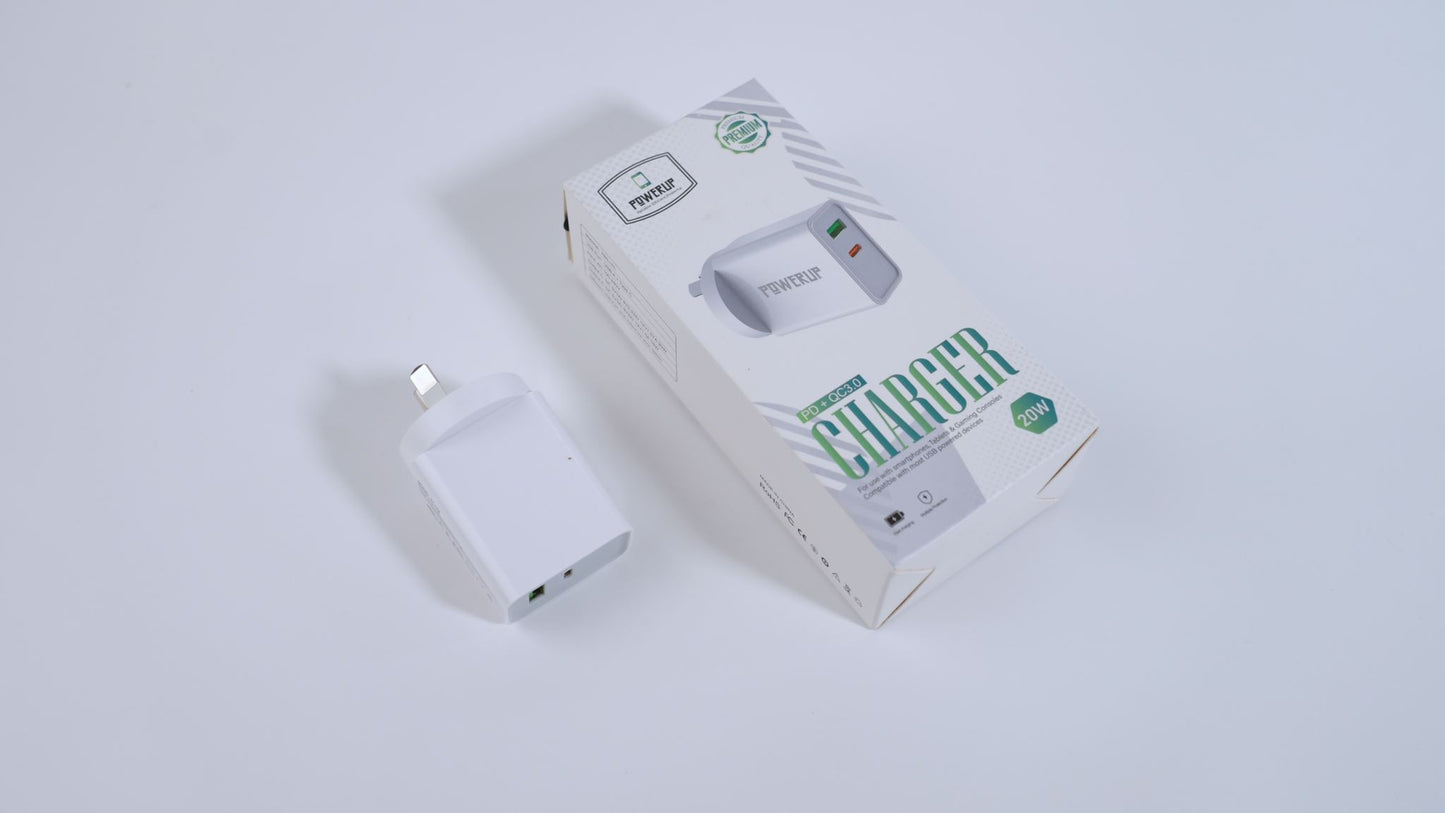 Power UP 20W + 18W USB + C Wall Adapter Charger