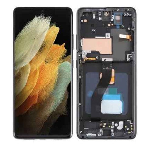 Replacement Lcd Screen with Frame Samsung Galaxy S21 Ultra Black Soft Oled