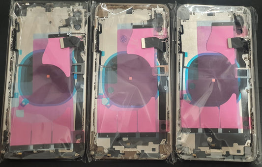 No Logo Back Housing For iPhone XS Max Silver With Small Parts