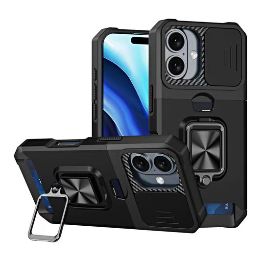 Back Kickstand Camshield Card Case For Samsung Galaxy A56 5G Black