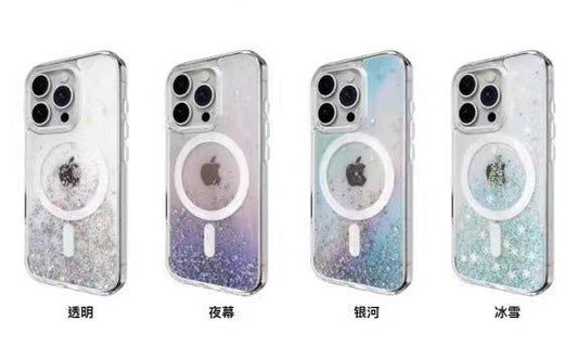 Snowflake Series Magsafe Glitter Case For iPhone 15 PLUS Blue