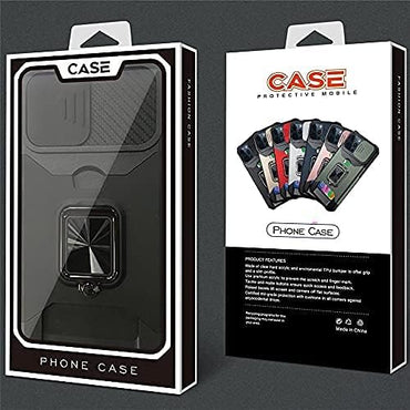 Back Kickstand Camshield Card Case For Samsung Galaxy A14 4G / 5G Black