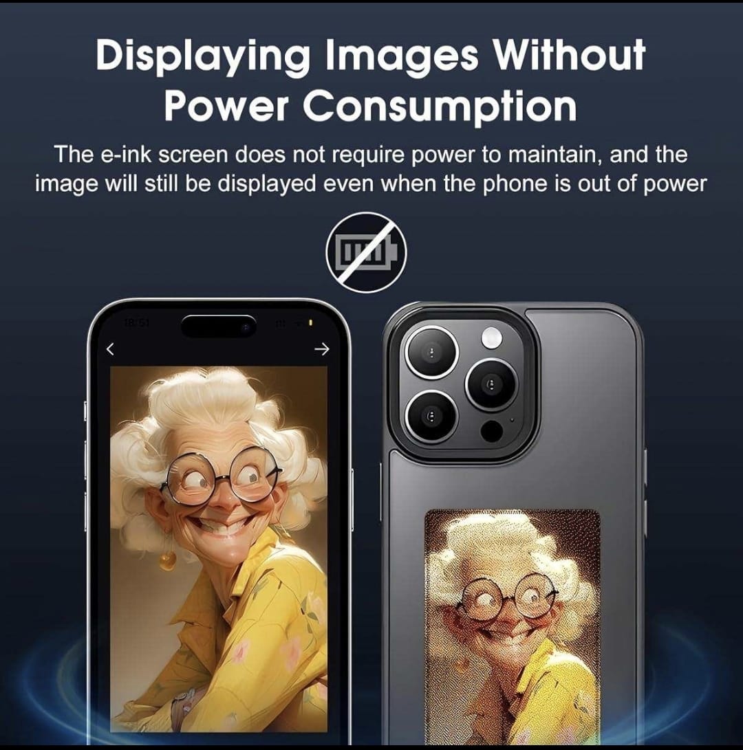 NFC Function DIY 4 Color E-ink Screen Phone Case For iPhone 16 Pro Max Gold