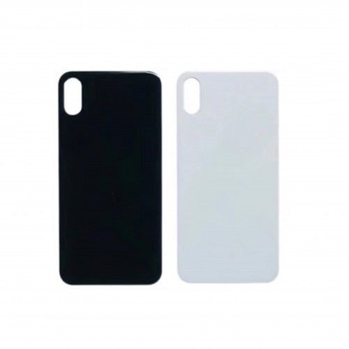 No Logo Back Glass For iPhone X Black (Big Cam Lens Hole)