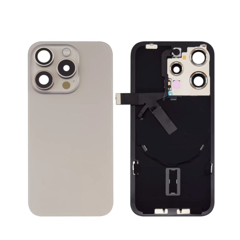No Logo Back Glass With Brackets and NFC Flex For iPhone 15 Pro Titanium