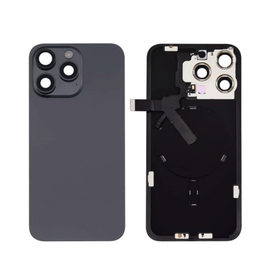 No Logo Back Glass With Brackets and NFC Flex For iPhone 15 Pro Max Black