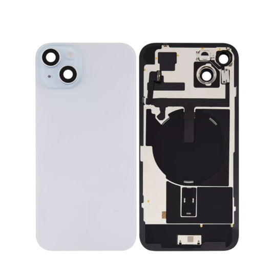 No Logo Back Glass With Brackets and NFC Flex For iPhone 15 Plus Blue