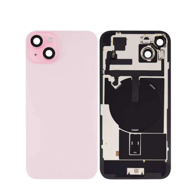 No Logo Back Glass With Brackets and NFC Flex For iPhone 15 Plus Pink