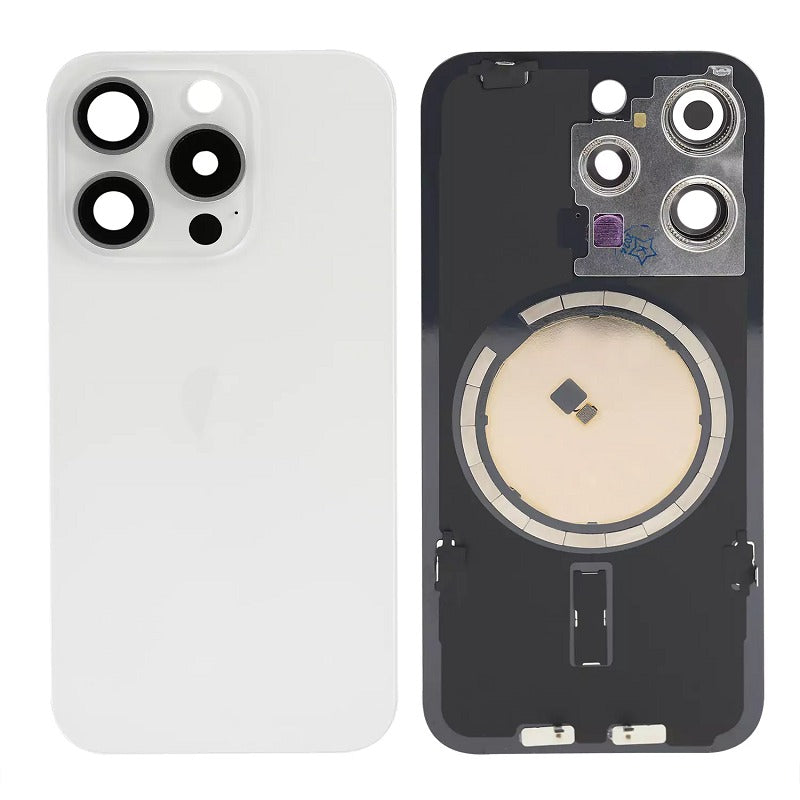 No Logo Back Glass With Bracket & Magnets iPhone 15 Pro Max White
