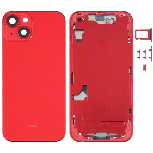 No Logo Back Glass With Middle Frame Housing For iPhone 14 Plus Red