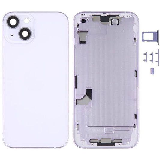 No Logo Back Glass With Middle Frame Housing For iPhone 14 6.1" Purple