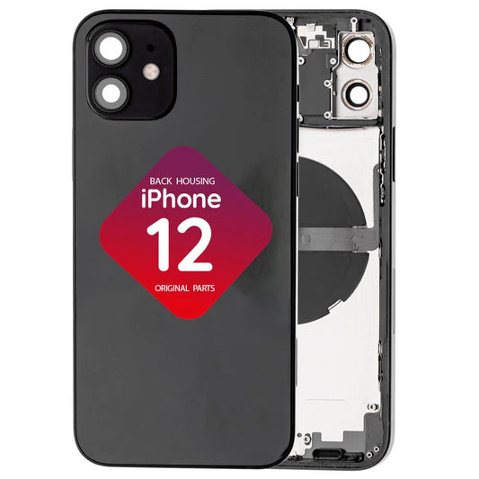 No Logo Back Housing For iPhone 12 Black With Small Parts