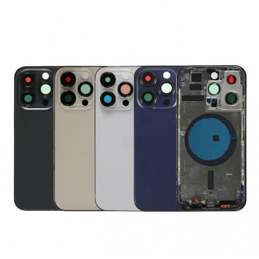No Logo Middle Frame Back Housing With Glass For iPhone 14 Pro Silver