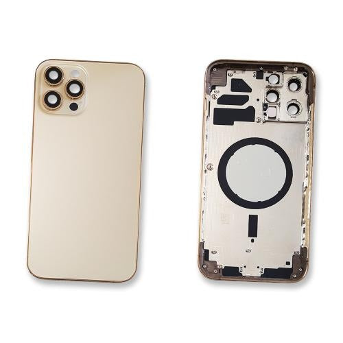 No Logo Middle Frame Back Housing With Glass For iPhone 12 Pro Max Gold
