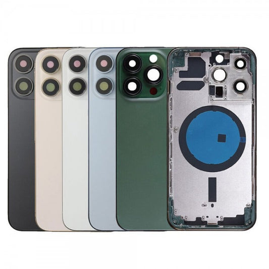 No Logo Middle Frame Back Housing With Glass For iPhone 13 Pro Max Blue