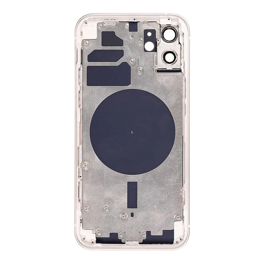 No Logo Middle Frame Back Housing With Glass For iPhone 12 Silver