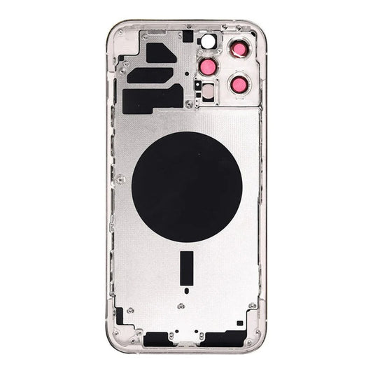 No Logo Middle Frame Back Housing With Glass For iPhone 12 Pro Silver