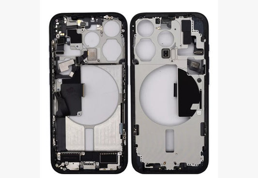 No Logo Middle Housing iPhone 15 Pro Black With OEM Small Parts