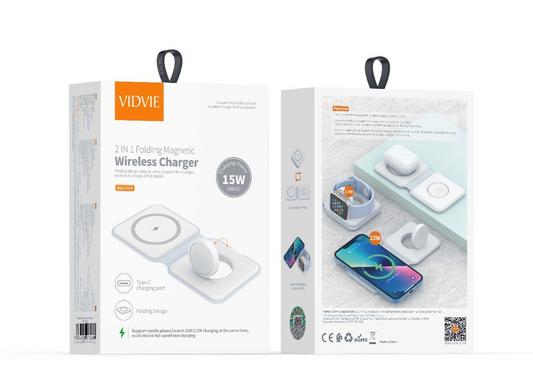 Vidvie WLC1409 2 in 1 Foldable Wireless Charger 15W