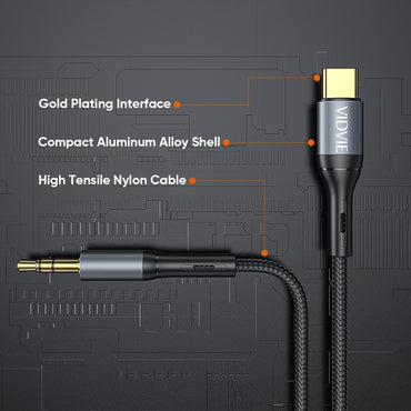 Vidvie AL1111 Type-C Audio Cable (Type-C to 3.5mm) 1.8m-Black