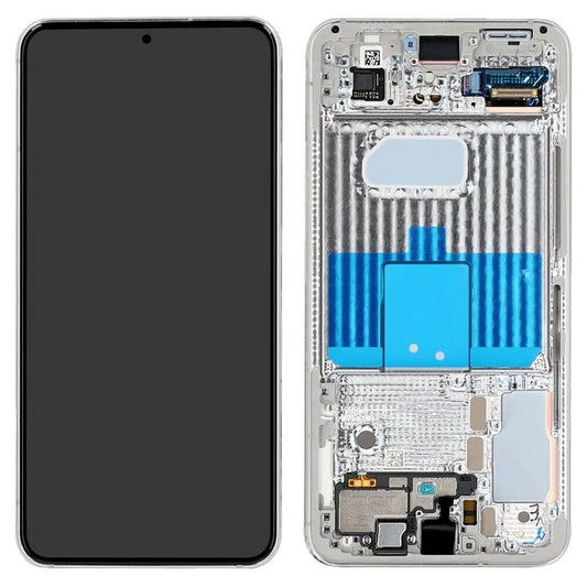 Replacement Lcd Screen with Frame Samsung Galaxy S22 Silver Soft Oled
