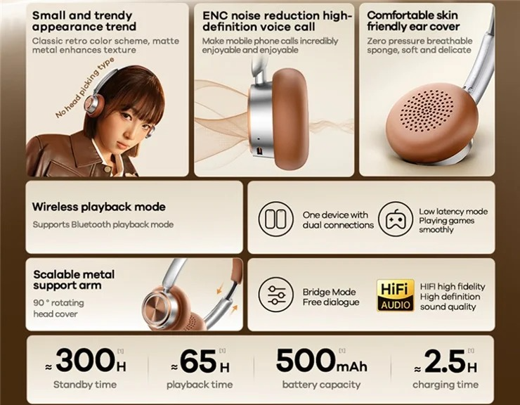 REMAX Retro Wireless Portable Headphones RB-830HB