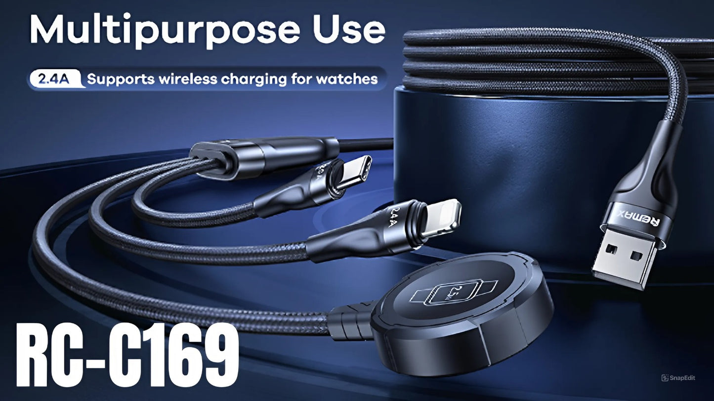 REMAX Wochy Series 2.4A 3-in-1 Fast Charging Cable RC-C169 A-C+L+W