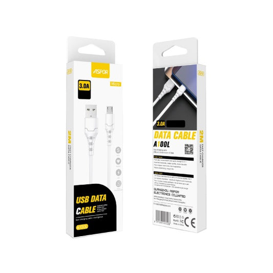 Aspor A100L 2 Meter Micro 3A Fast Charge Cable