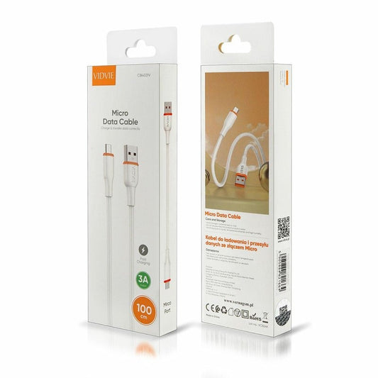 VIDVIE Cable CB4031 USB A to Micro Usb Charging Data Cable 3A 1m
