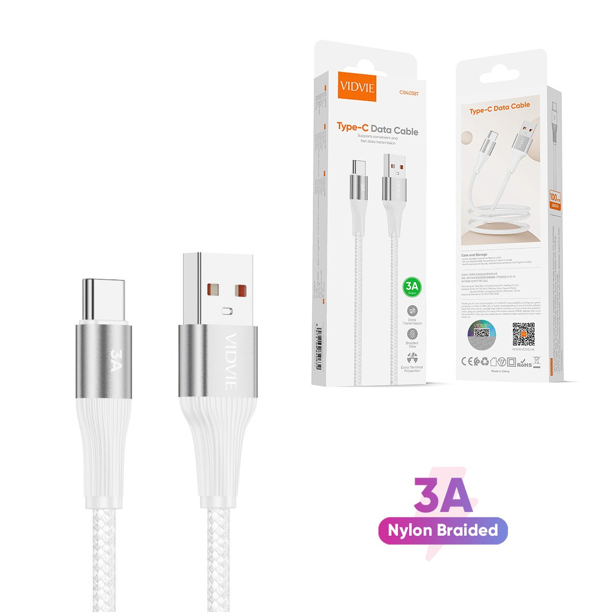Vidvie CB4038 Type C Data Cable 3 Meter