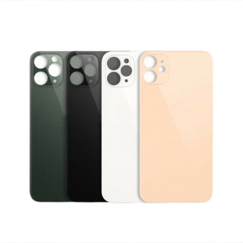 No Logo Back Glass For iPhone 11 Pro Max 6.5" Black (Big Cam Lens Hole)