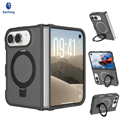 360 Degree Rotating Ring Stand Case For iPhone Duo Black