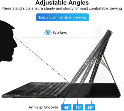 Detachable Bluetooth Keyboard Case With Pencil Holder, Backlight & Touch Pad For iPad 7th / 8th / 9th Black