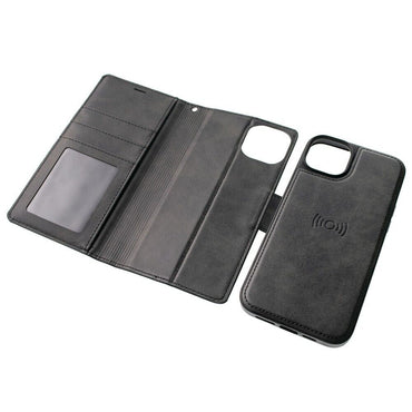 Hanman 2 in 1 magnetic detachable leather Wallet Case iPhone 16E Black