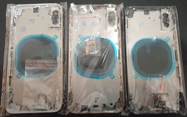 No Logo Middle Frame Back Housing With Glass For iPhone XS Silver