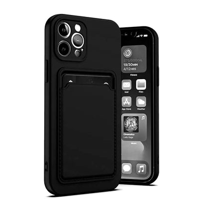 Back Card Slot Soft Case For iPhone 12 Pro Max Black