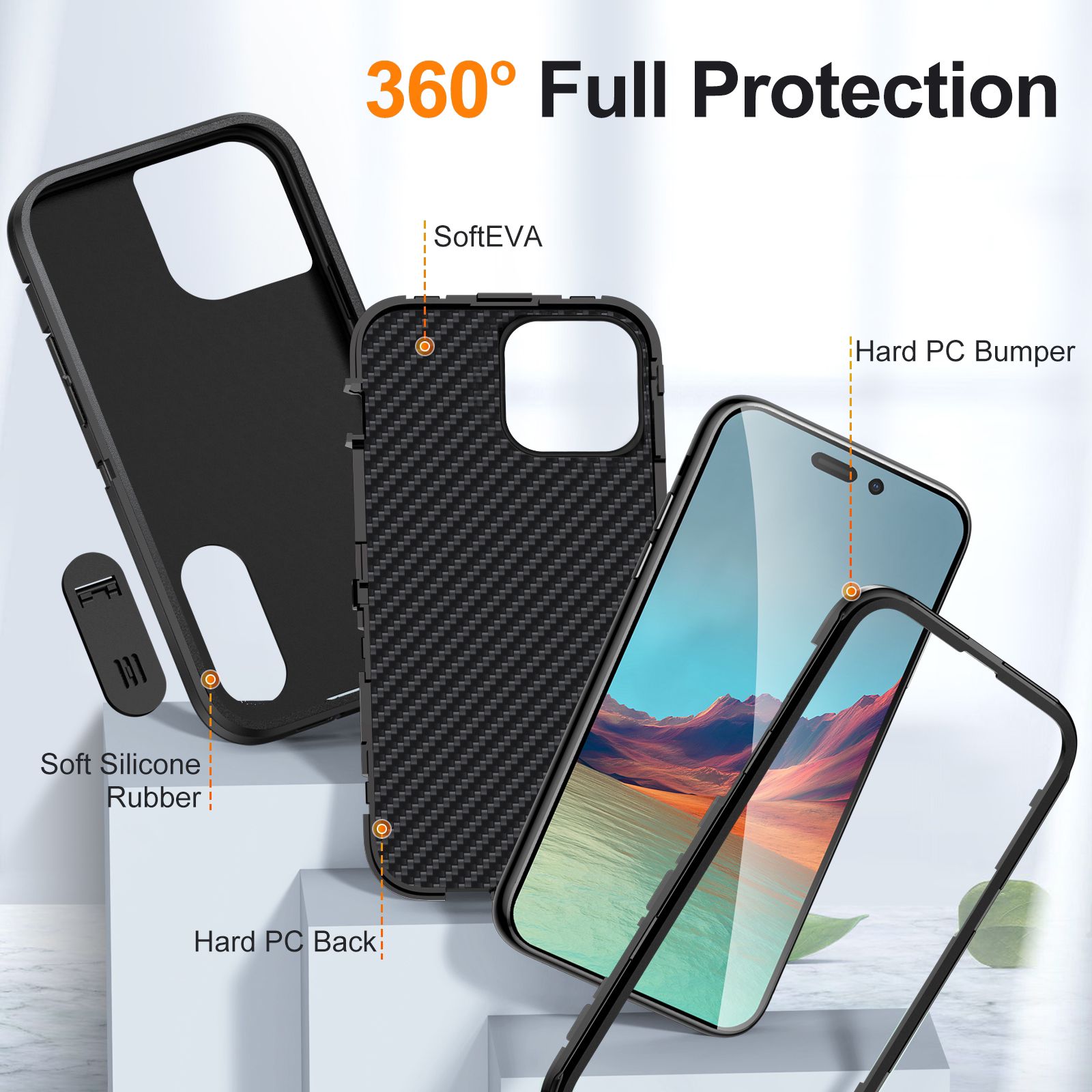 Adventure Rugged Back Case For iPhone 15 Plus Black